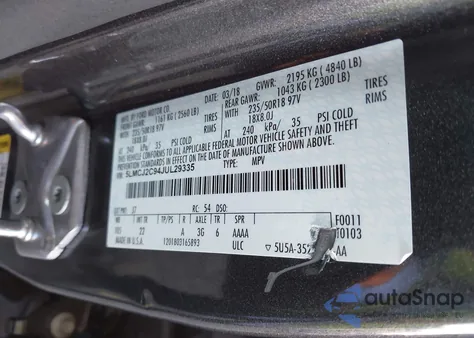 2018 Lincoln Mkc Select из США, поврежденный, VIN 5LMCJ2C94JUL29335